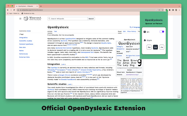 OpenDyslexic for Chrome "OpenDyslexic Font Enhancement for Chrome"
