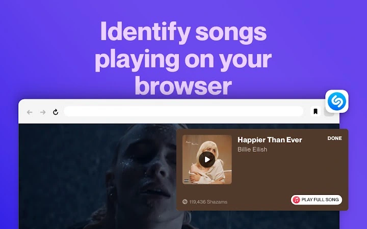 Shazam: Discover song names from your browser
